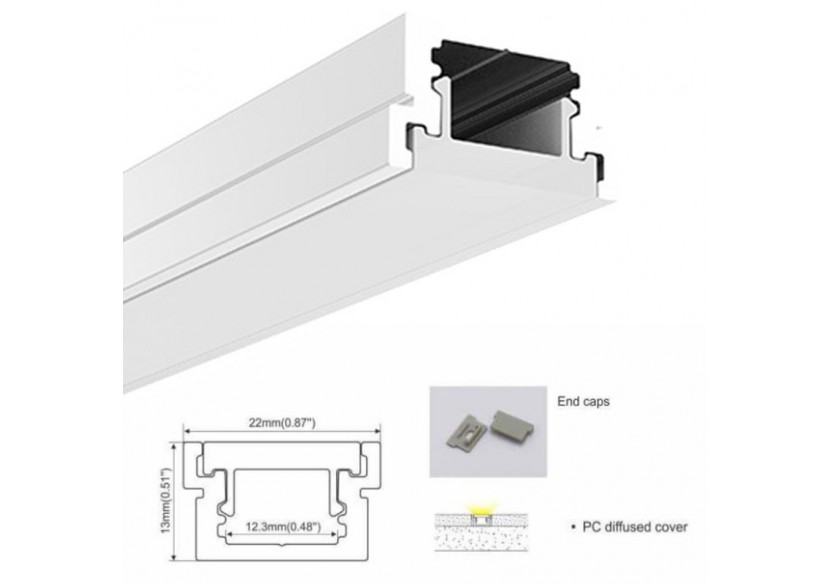 Profilé en aluminium encastrable au sol 22x13mm (2m) - BPERFALP131 - Barcelona LED Profilé en aluminium encastrable au sol 22x13mm (2m) - BPERFALP131 - Barcelona LED