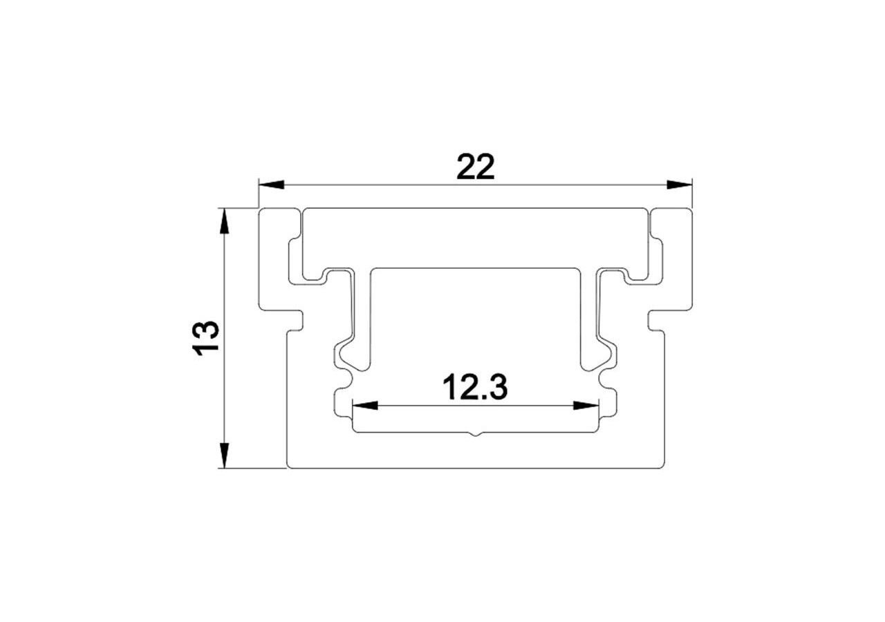 Profilé en aluminium encastrable au sol 22x13mm (2m) - BPERFALP131 - Barcelona LED