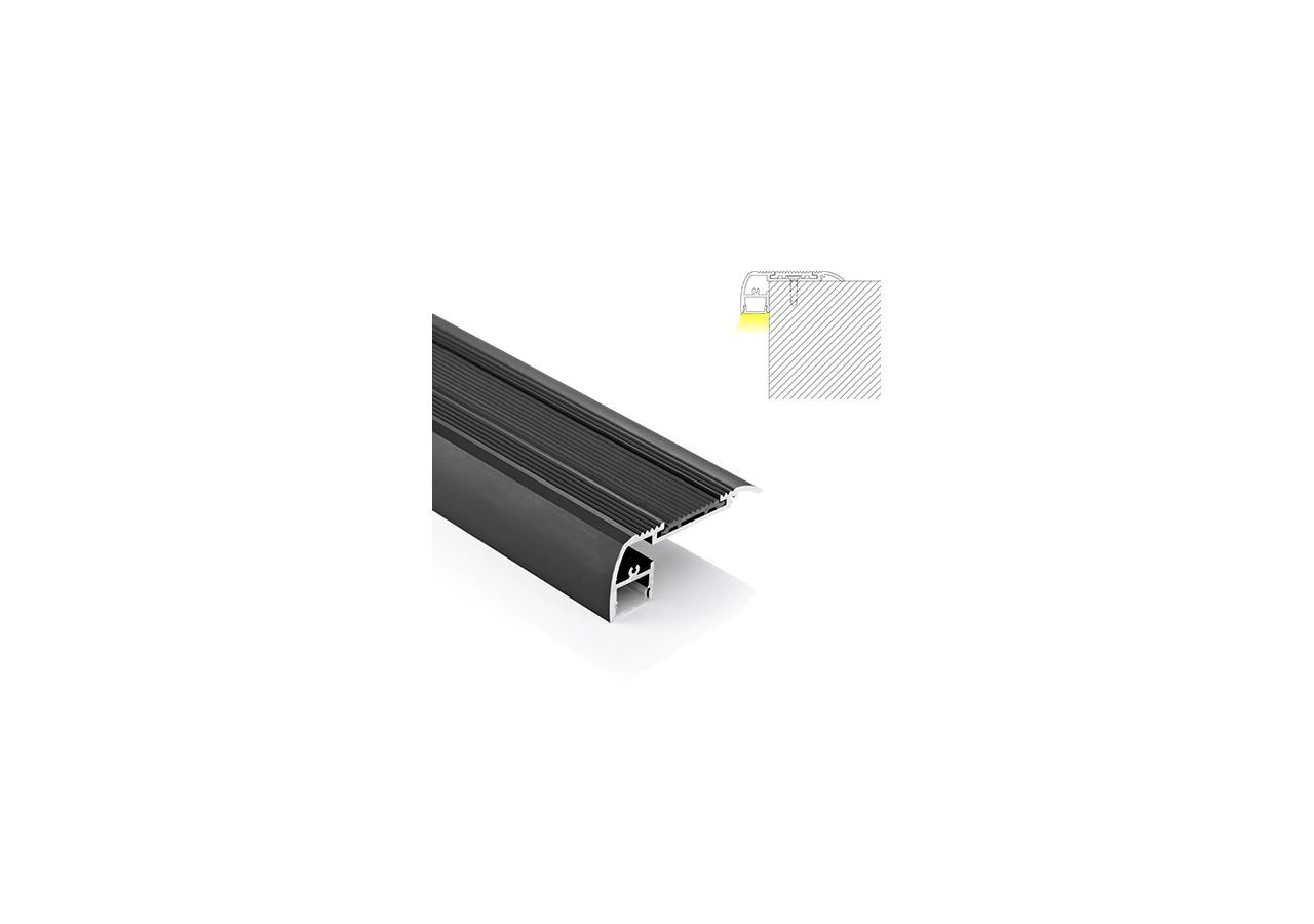 Profilé en aluminium pour éclairage des escaliers 65x27.5mm (2m) - BPERFALP024R-N - Barcelona LED