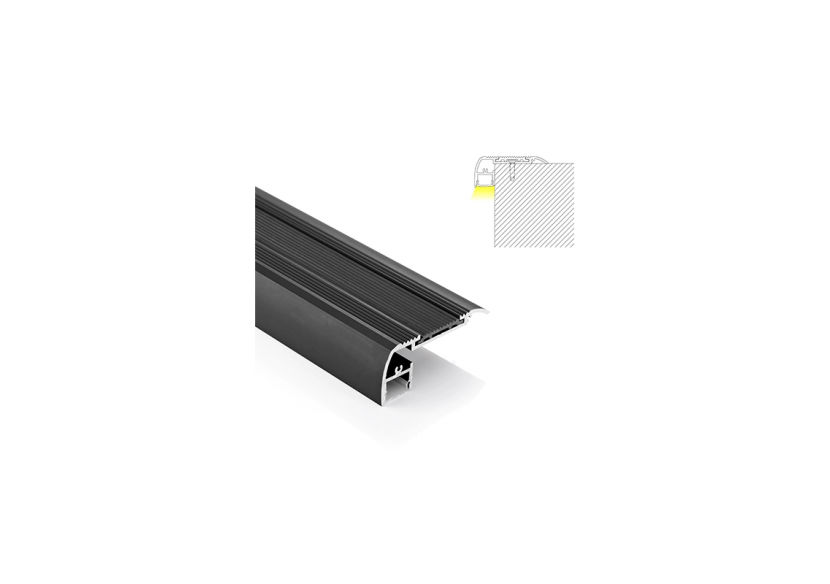 Profilé en aluminium pour éclairage des escaliers 65x27.5mm (2m) - BPERFALP024R-N - Barcelona LED Profilé en aluminium pour éclairage des escaliers 65x27.5mm (2m) - BPERFALP024R-N - Barcelona LED