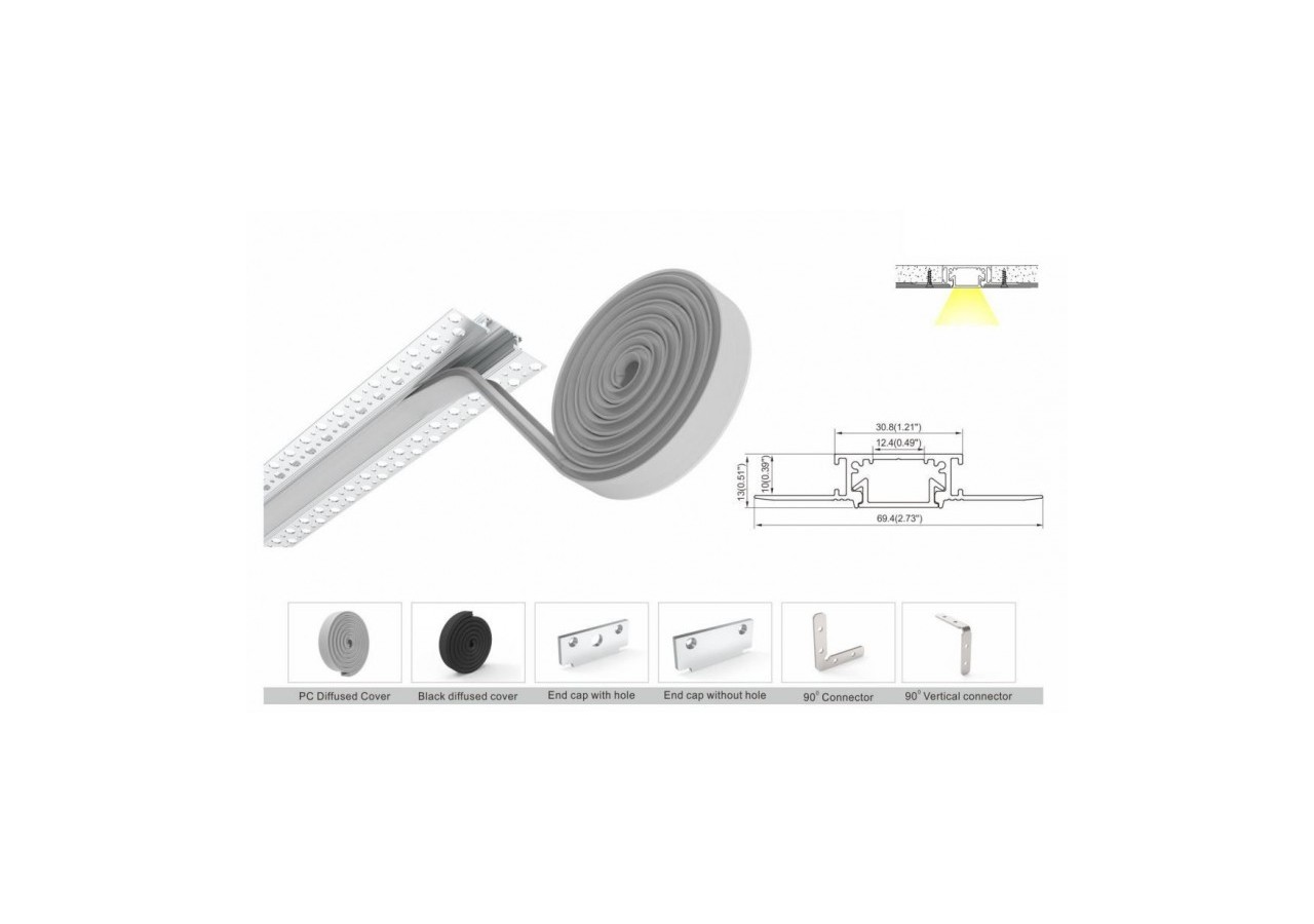 Profilé aluminium placoplâtre 30,8x10mm (2m) - BPERFALP156 - Barcelona LED