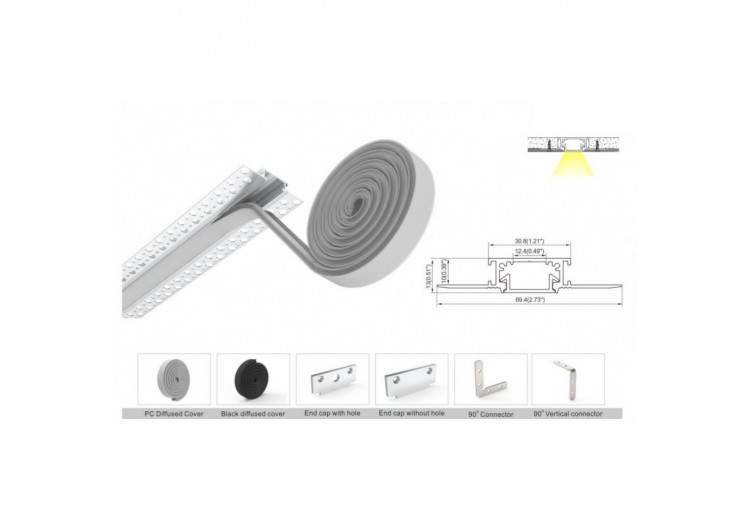 Diffuseur noir pour profilé aluminium d'intégration (2m) - BDPC-N - Barcelona LED 2