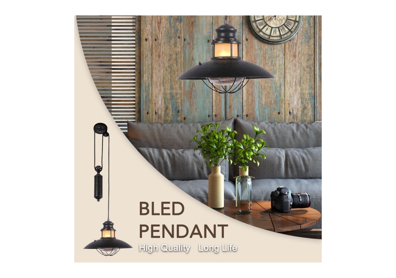 Suspension à poulie "Coal Pendant" E27 - LV245-C - Barcelona LED