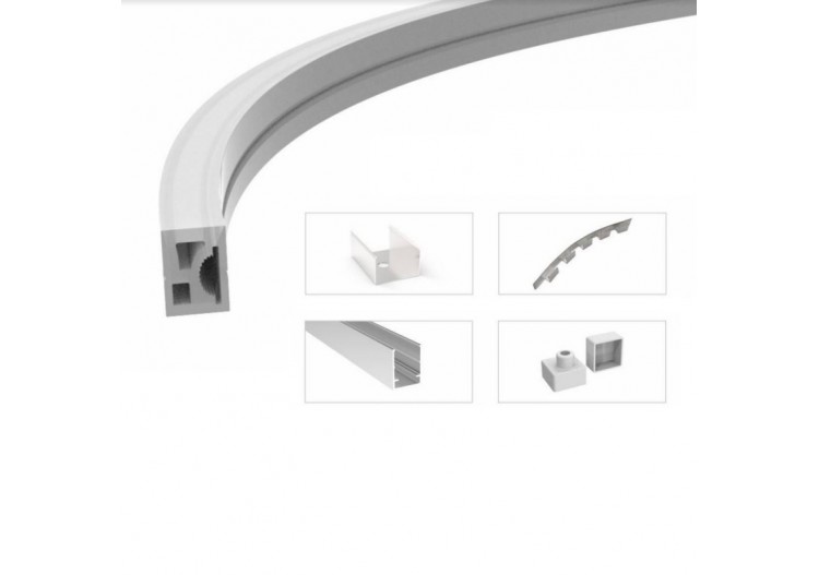 Étui flexible en silicone pour la conversion des bandes LED en néon-16x16mm-5m - BPERFLEX16X16-S - Barcelona LED 2