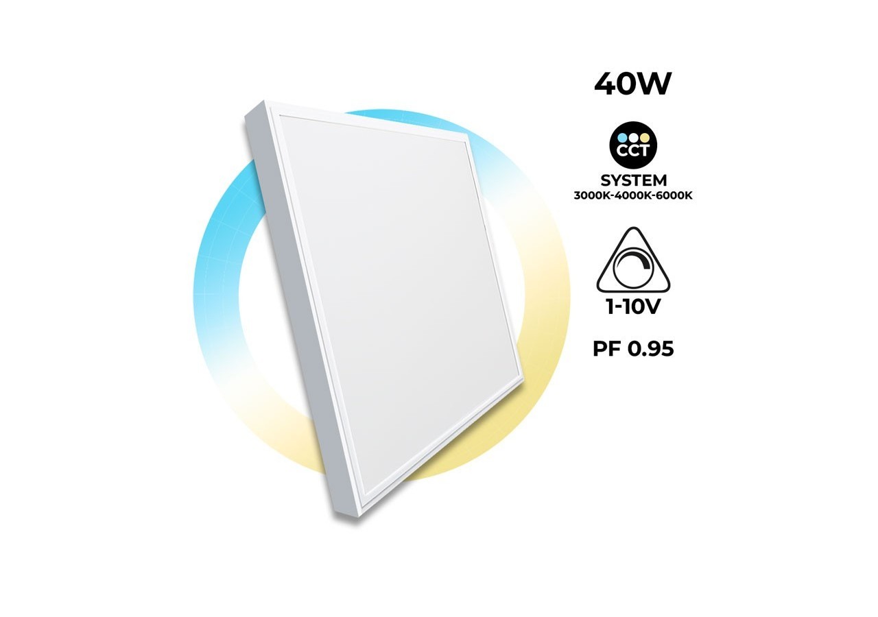 Panneau LED 60x60 en saillie extra-plat CCT- Dimmable à télécommande-40W-Avec KIT de montage - B4292-CCT - Barcelona LED