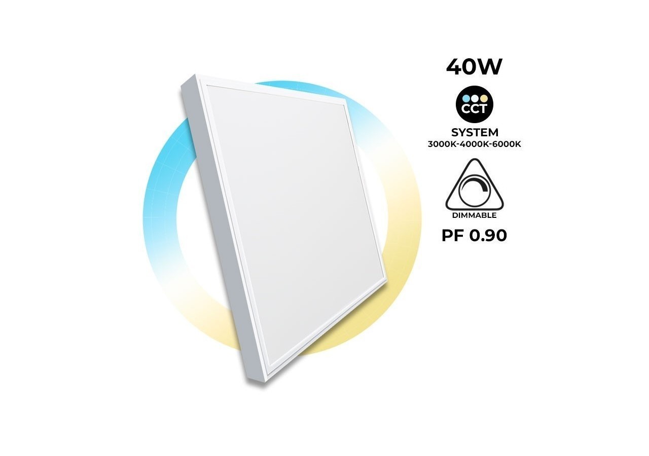Panneau LED 60x60 en saillie extra-plat CCT- Dimmable à télécommande-40W-Avec KIT de montage - B4292-CCT - Barcelona LED