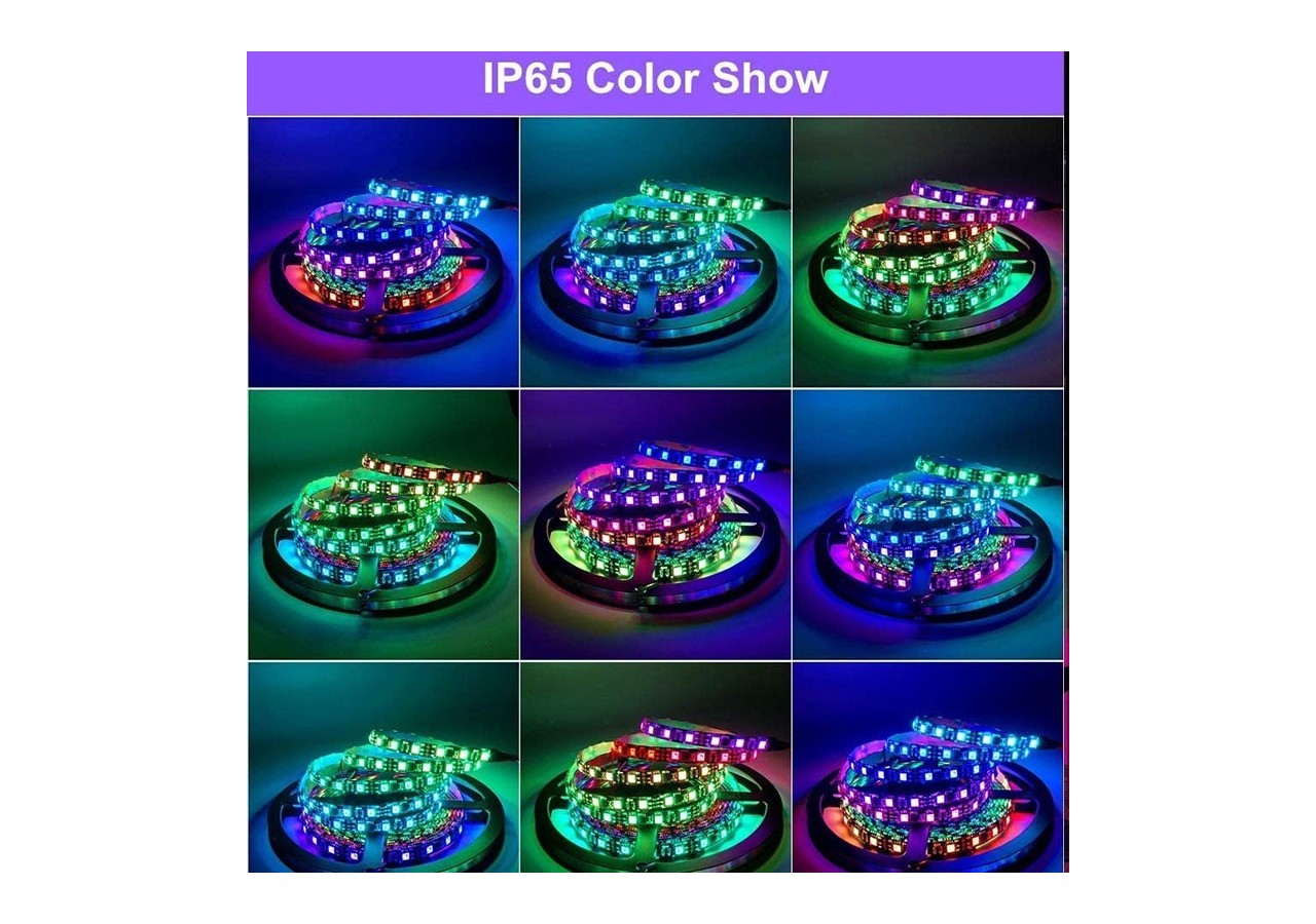 Ruban LED intelligent IC RGB 12V DC-14,4 W/m-IP65-60 LED/m-Largeur 10mm-5 mètres - B1575RGB - Barcelona LED