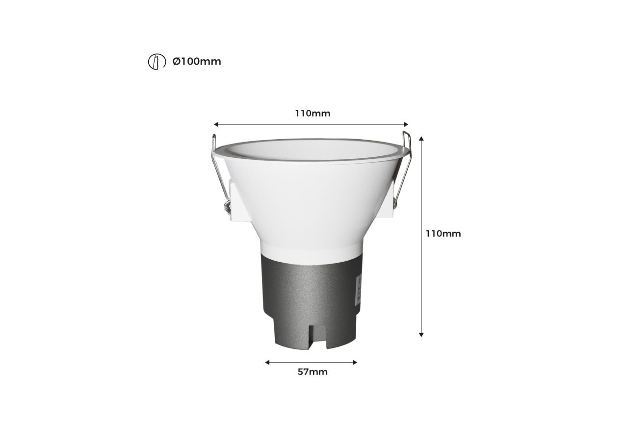 Spot LED encastrable 10W "KOPPA"-Optique 24 degrés-Coupe diamètre 100mm-Faible UGR - MODR11-24-B-4000 - Barcelona LED