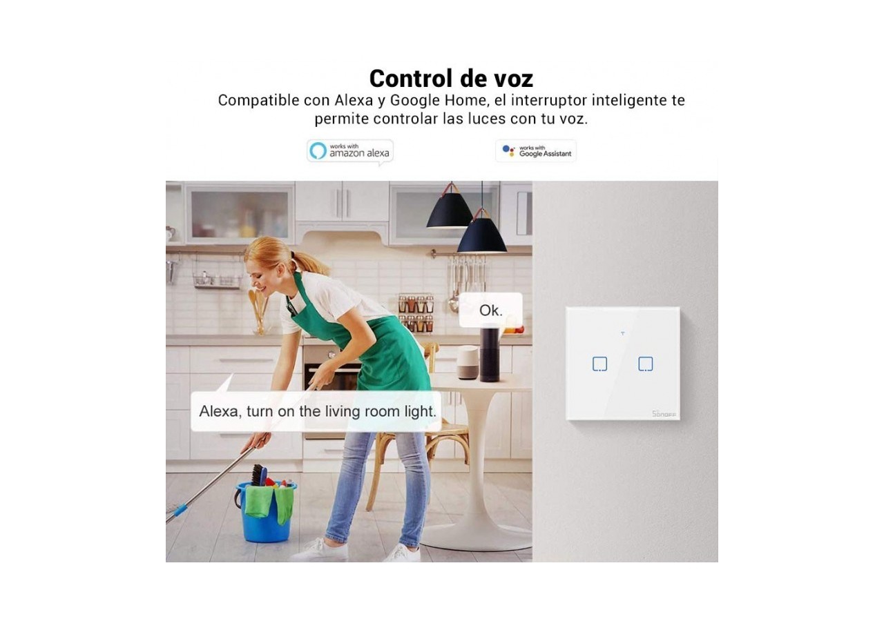 Double interrupteur tactile WiFi / SmartHome SONOFF Touch - SONOFFT0EU2C - Barcelona LED