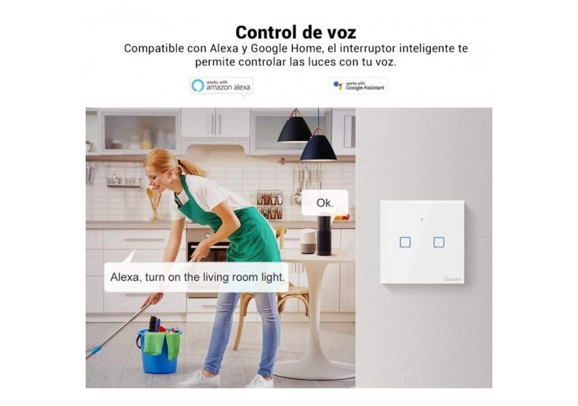 Double interrupteur tactile WiFi / SmartHome SONOFF Touch - SONOFFT0EU2C - Barcelona LED