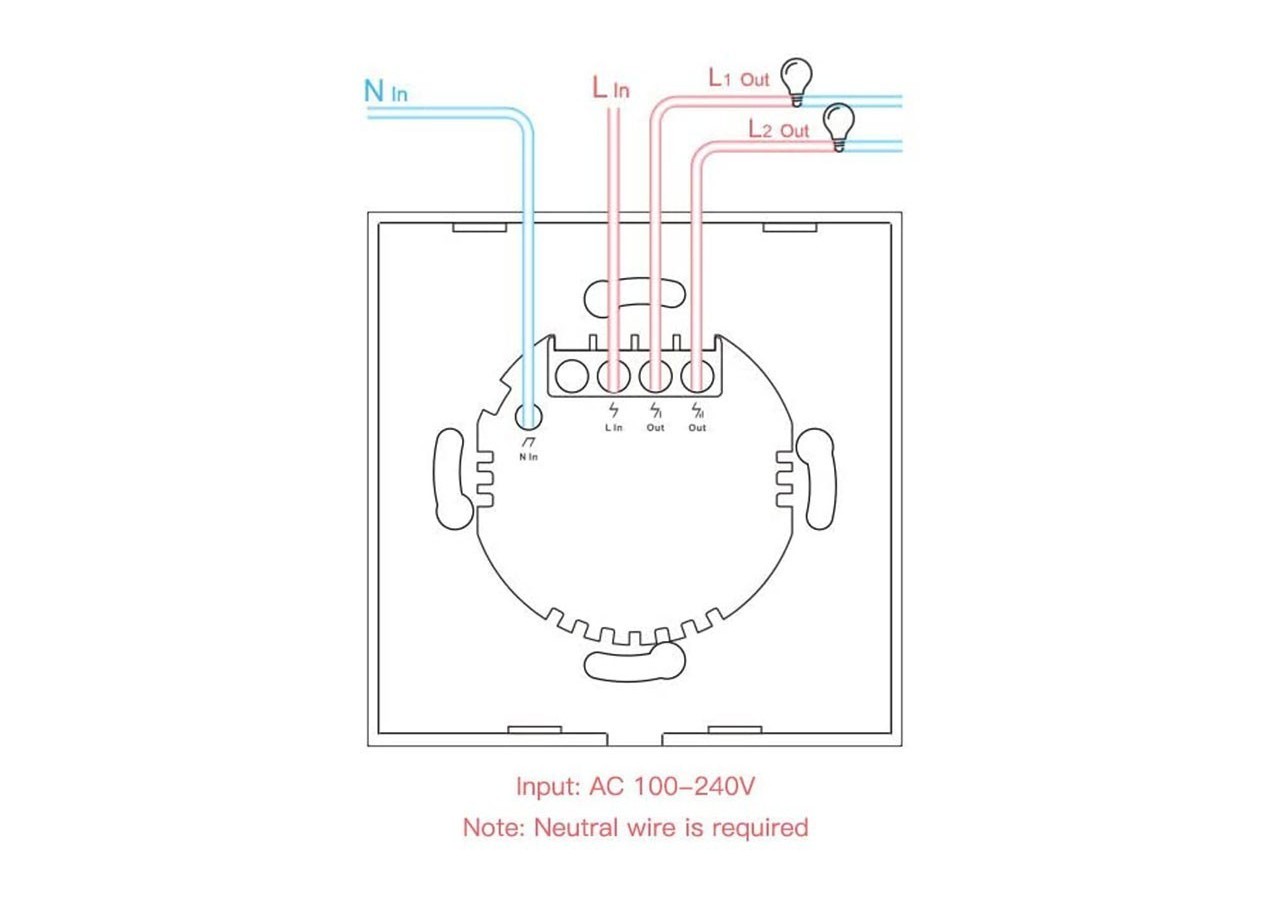 Double interrupteur tactile WiFi / SmartHome SONOFF Touch - SONOFFT0EU2C - Barcelona LED