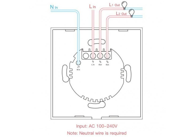 Double interrupteur tactile WiFi / SmartHome SONOFF Touch - SONOFFT0EU2C - Barcelona LED