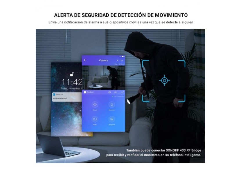 Caméra de sécurité WiFi 1080p 360 degrés | SONOFF - SONOFFGK200MP2B - Barcelona LED