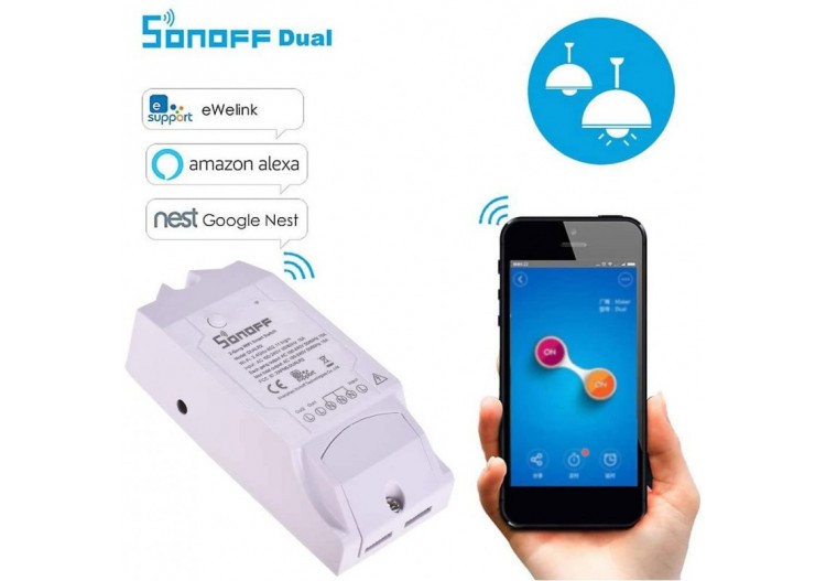 Interrupteur intelligent Dual WiFi programmable SMART LIGHT | SONOFF-DUAL R2 - SONOFFDUALR2 - Barcelona LED 2