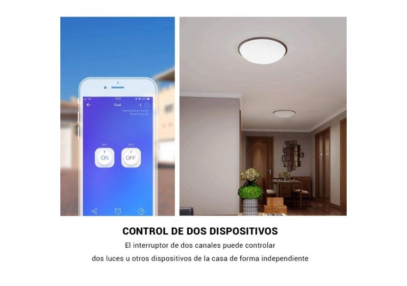 Interrupteur intelligent Dual WiFi programmable SMART LIGHT | SONOFF-DUAL R2 - SONOFFDUALR2 - Barcelona LED