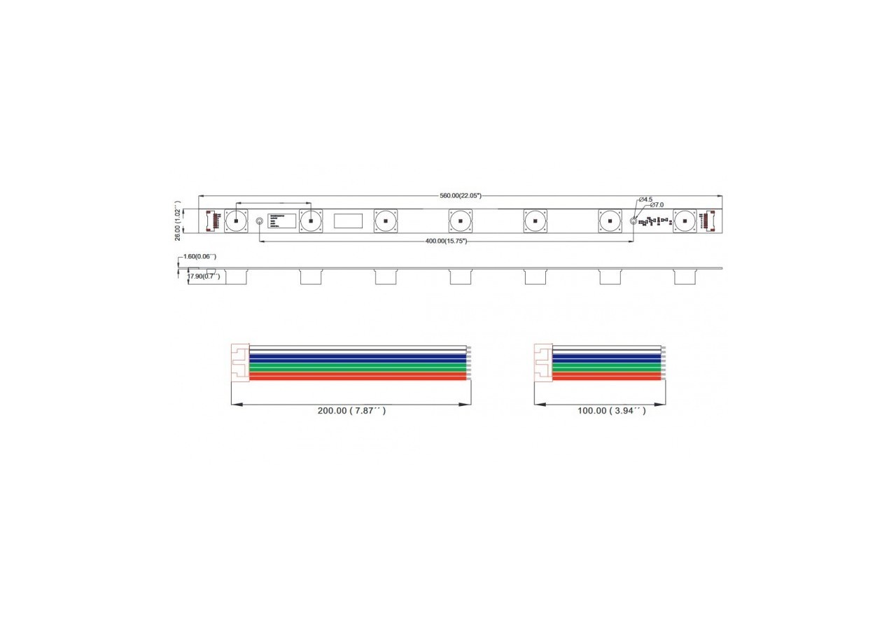 Ruban LED rigide RGB 56cm 10W 24V DC pour rétroéclairage IP65 - B1428RGB - Barcelona LED