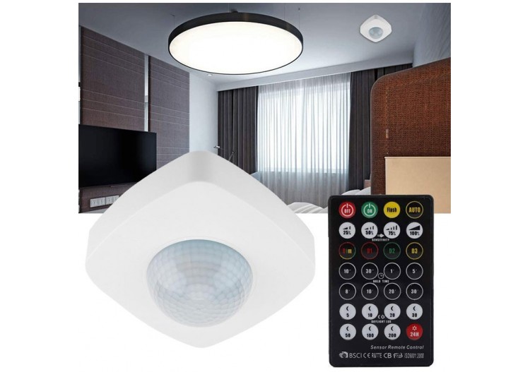 Détecteur de présence 360 degrés avec télécommande PIR IP65 - SP02B - Barcelona LED