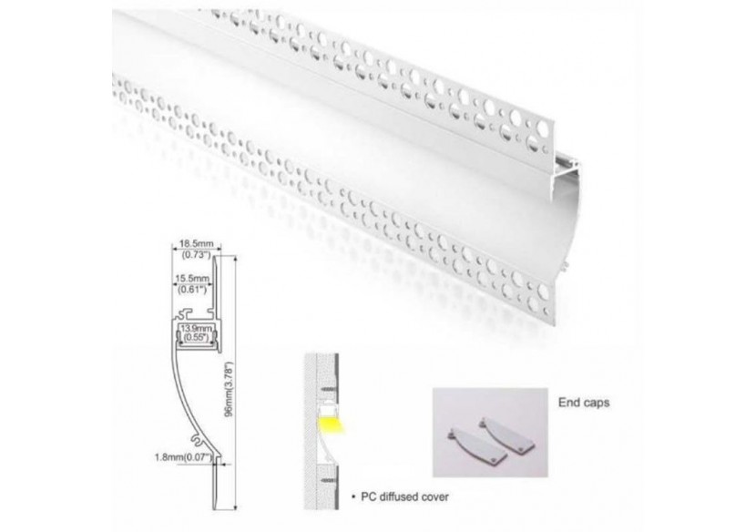 Profilé intégration placoplâtre 18.5x15.5 (2m) - BPERFALP082 - Barcelona LED Profilé intégration placoplâtre 18.5x15.5 (2m) - BPERFALP082 - Barcelona LED