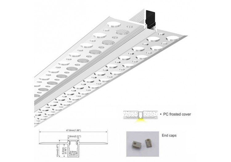Profilé intégration placoplâtre 7.8x12 (2m) - BPERFALP129 - Barcelona LED