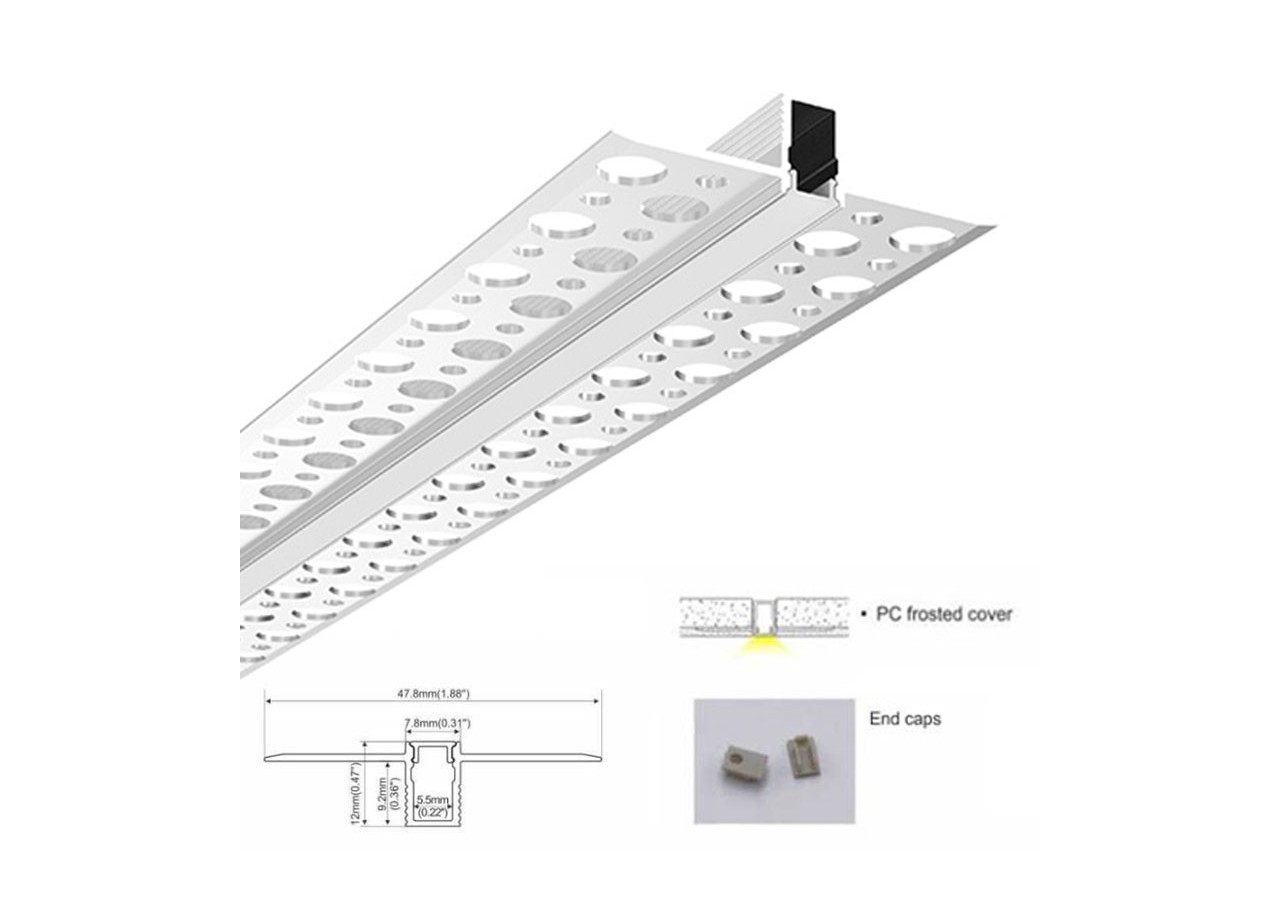 Profilé intégration placoplâtre 7.8x12 (2m) - BPERFALP129 - Barcelona LED
