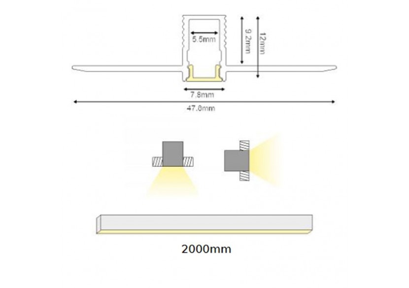 Profilé intégration placoplâtre 7.8x12 (2m) - BPERFALP129 - Barcelona LED Profilé intégration placoplâtre 7.8x12 (2m) - BPERFALP129 - Barcelona LED