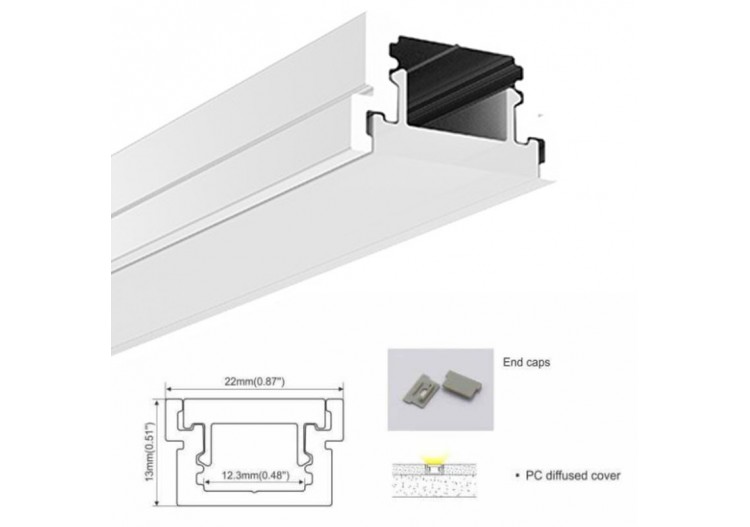Embout pour profilé en aluminium encastrable 22x13mm - BTPALP131-CA - Barcelona LED 2