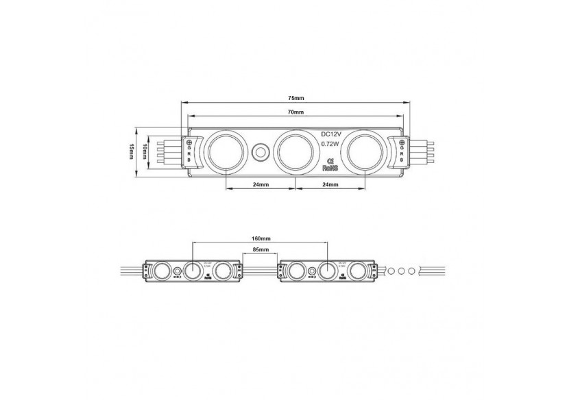 Modules LED RGB pour rétroéclairage 0.72W 12V DC IP65 - BM1431RGB - Barcelona LED Modules LED RGB pour rétroéclairage 0.72W 12V DC IP65 - BM1431RGB - Barcelona LED