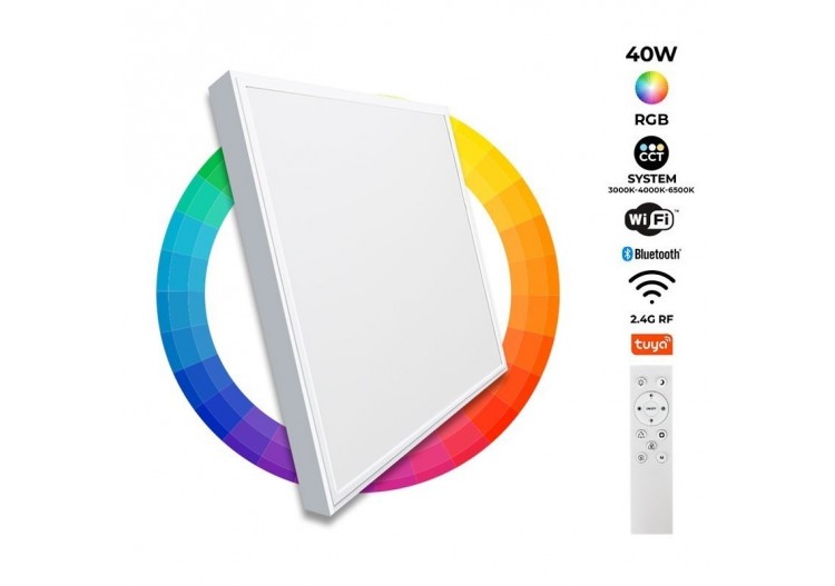 Panneau LED 60x60 en saillie WIFI SMART RGB / RGBW + CCT-40W-Avec kit de montage - B4292-RGBW - Barcelona LED