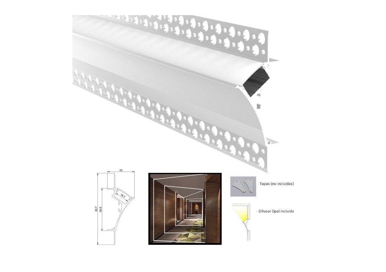 Embout pour profilé en aluminium 96x35mm - BTPEC128-DE - Barcelona LED