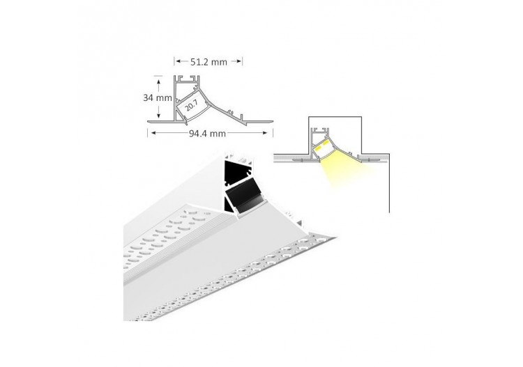 Embout pour profilé en aluminium d'angle 34x94,4mm - BTPEC126-SA - Barcelona LED 2