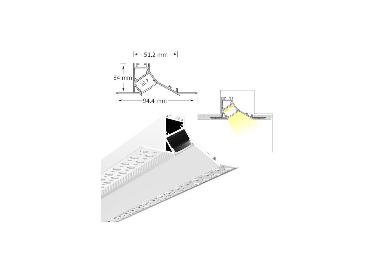 Embout pour profilé en aluminium d'angle 34x94,4mm - BTPEC126-SA - Barcelona LED