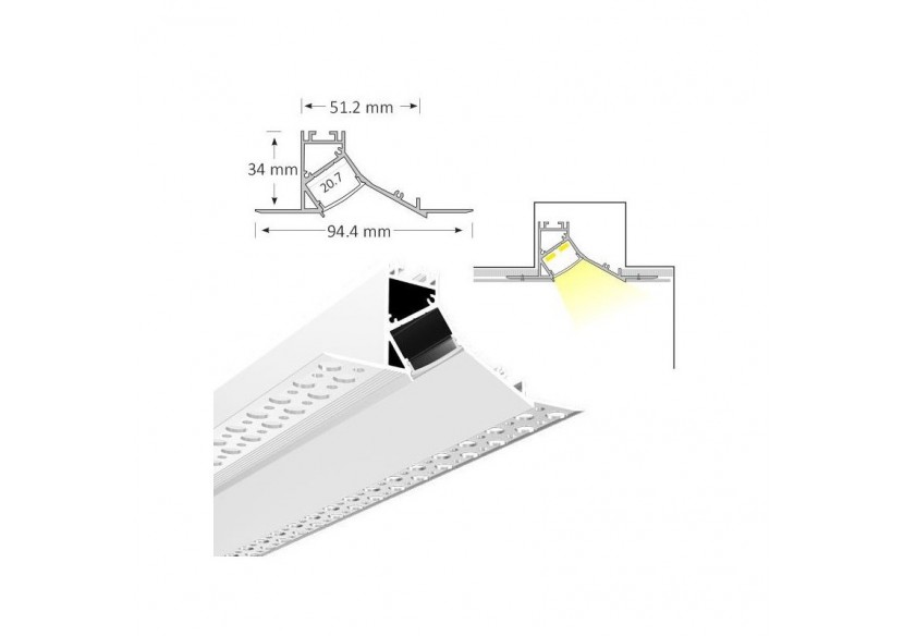 Embout pour profilé en aluminium d'angle 34x94,4mm - BTPEC126-SA - Barcelona LED Embout pour profilé en aluminium d'angle 34x94,4mm - BTPEC126-SA - Barcelona LED