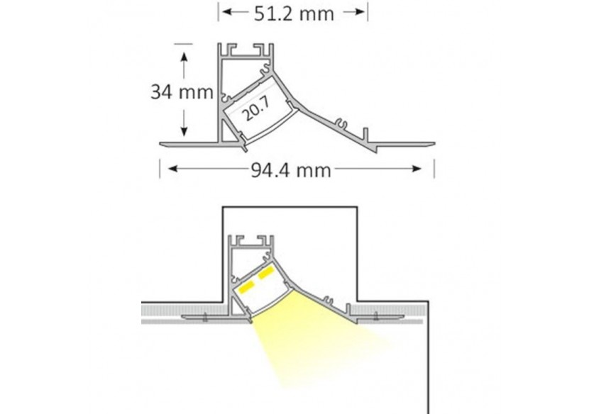 Embout pour profilé en aluminium d'angle 34x94,4mm - BTPEC126-SA - Barcelona LED Embout pour profilé en aluminium d'angle 34x94,4mm - BTPEC126-SA - Barcelona LED