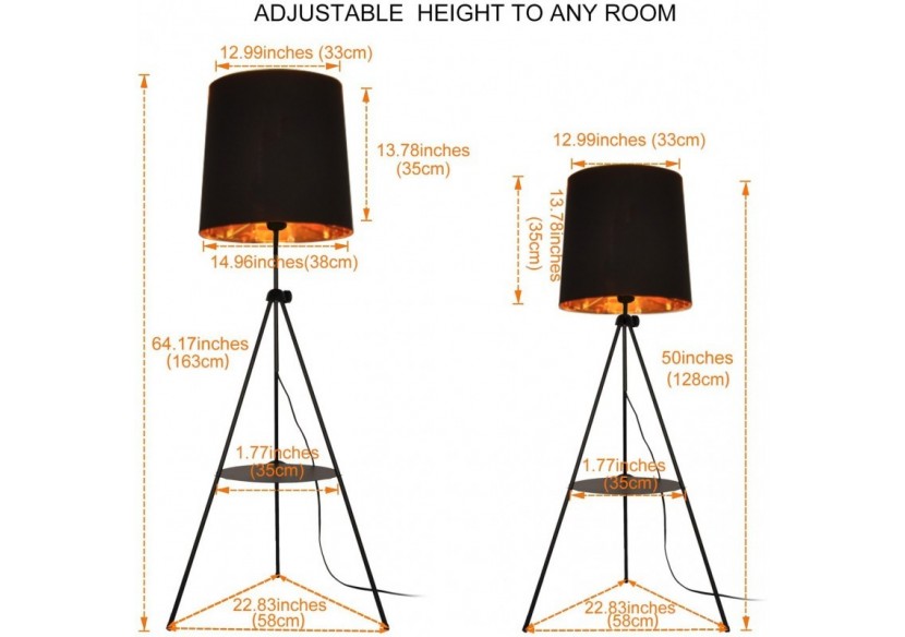 Lampe sur pied avec tablette "Madison" - L5048-N - Barcelona LED Lampe sur pied avec tablette "Madison" - L5048-N - Barcelona LED