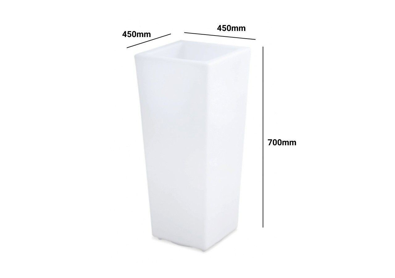 Cache-pot LED RGBW en résine blanche, 45x45x70cm, 24W, IP67, rechargeable - MU3007 - Barcelona LED