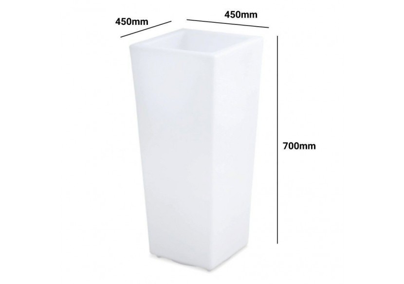 Cache-pot LED RGBW en résine blanche, 45x45x70cm, 24W, IP67, rechargeable - MU3007 - Barcelona LED