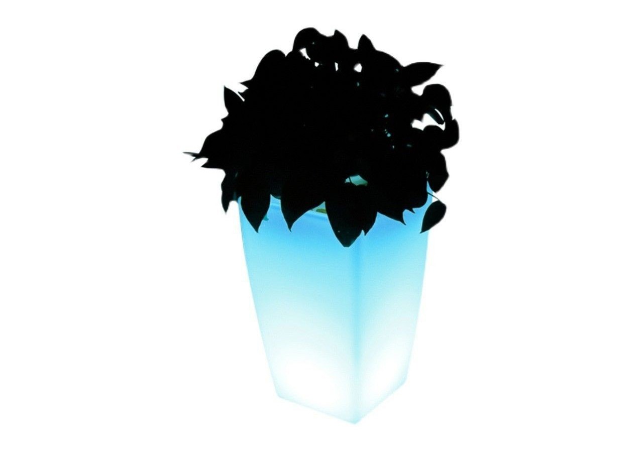 Cache-pot LED RGBW en résine blanche, 45x45x70cm, 24W, IP67, rechargeable - MU3007 - Barcelona LED