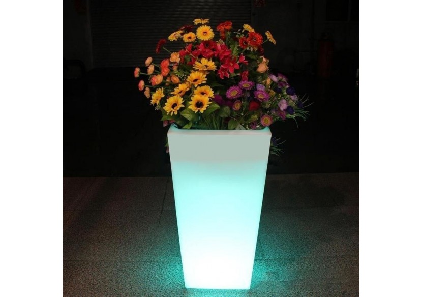 Cache-pot LED RGBW en résine blanche, 45x45x70cm, 24W, IP67, rechargeable - MU3007 - Barcelona LED