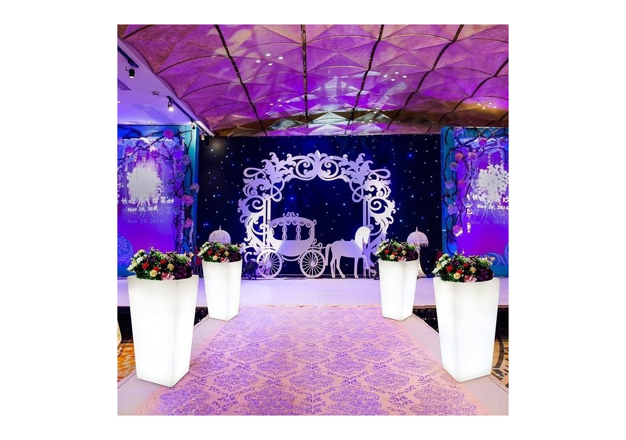 Cache-pot LED RGBW en résine blanche, 45x45x70cm, 24W, IP67, rechargeable - MU3007 - Barcelona LED