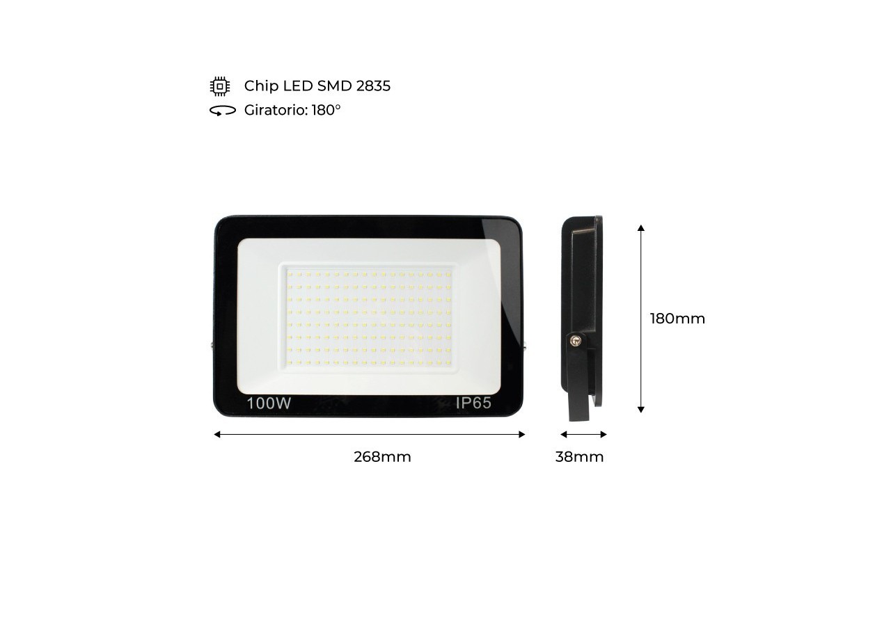 Projecteur extérieur LED 100W 7847LM IP65 - B1884-2-BC - Barcelona LED