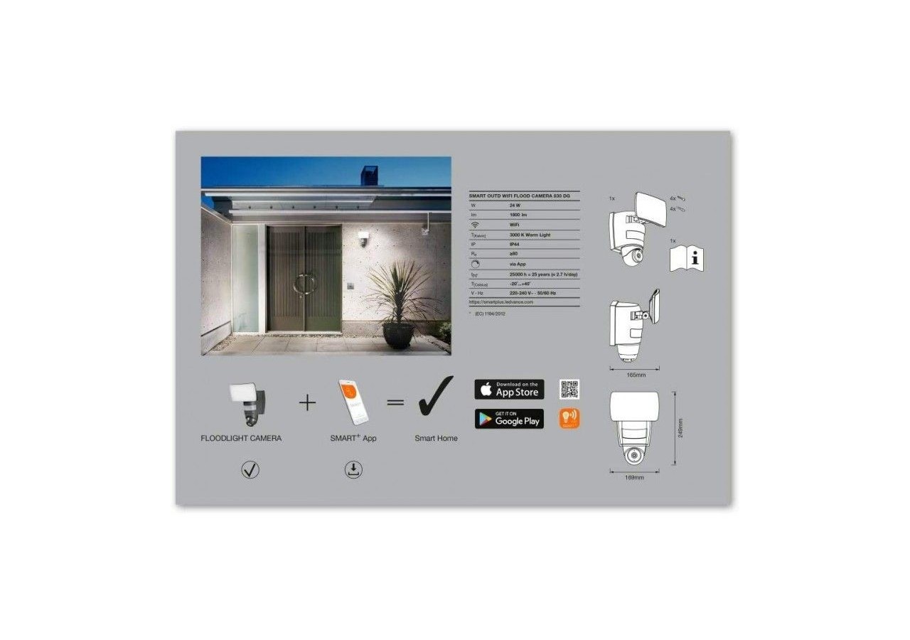 Caméra Smart + WiFi et spot 24W LEDVANCE - O478312 - Barcelona LED