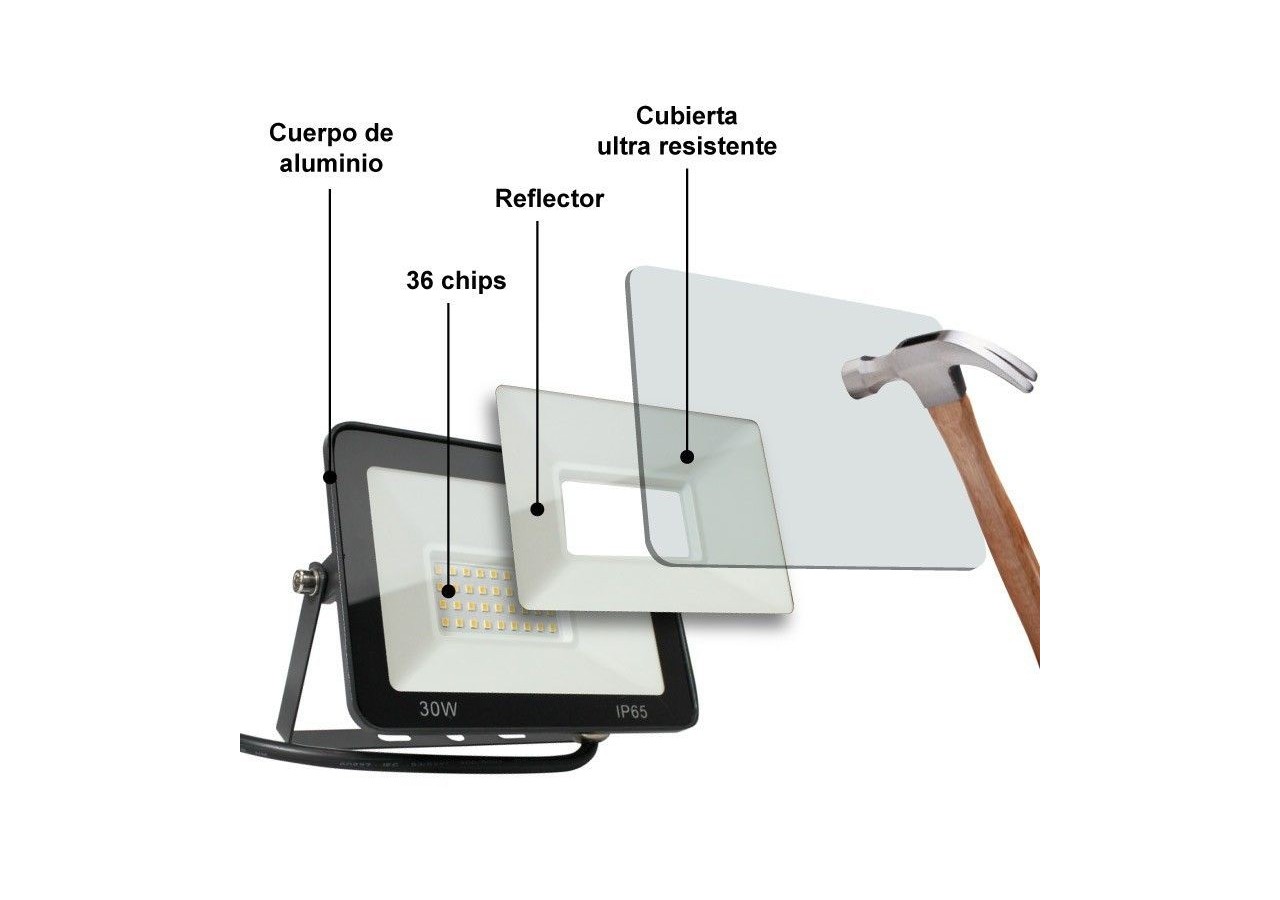 Projecteur extérieur LED 30W 2806LM IP65 - B1882-2-BF - Barcelona LED