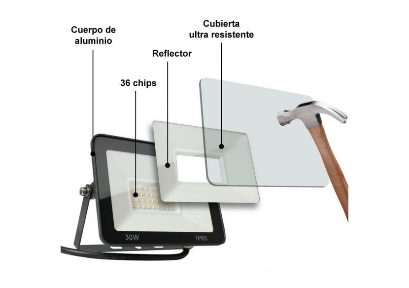 Projecteur extérieur LED 30W 2806LM IP65 - B1882-2-BF - Barcelona LED