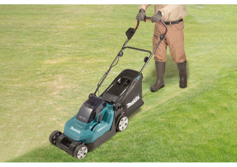 Tondeuse poussée 36 V : 2 x 18 V Li-Ion (4 batteries) - Makita : Confort'Mat