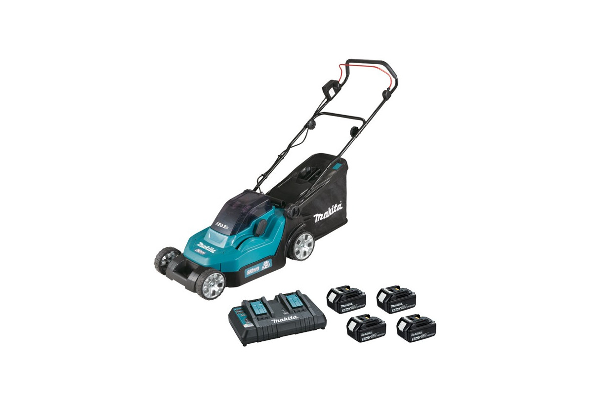 Tondeuse poussée 36 V : 2 x 18 V Li-Ion (4 batteries) - Makita : Confort'Mat