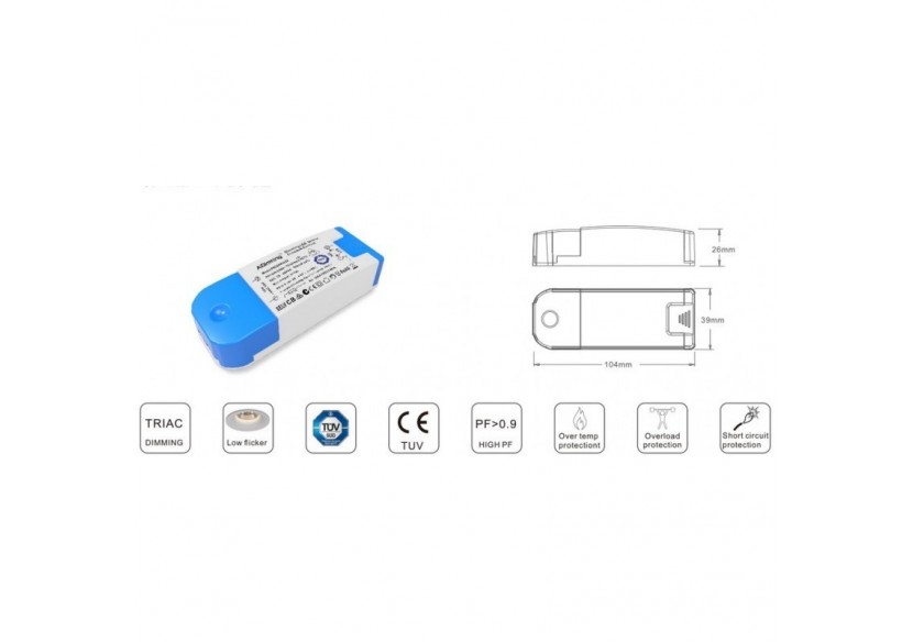 Driver LED dimmable TRIAC 43-70V-DC 250ma 20W - PE296R7025 - Barcelona LED Driver LED dimmable TRIAC 43-70V-DC 250ma 20W - PE296R7025 - Barcelona LED