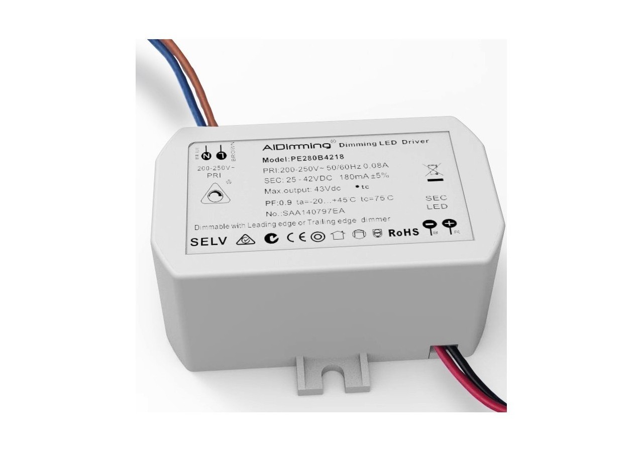 Driver LED dimmable TRIAC 25-42V-DC 200ma 8W - PE280B4220 - Barcelona LED