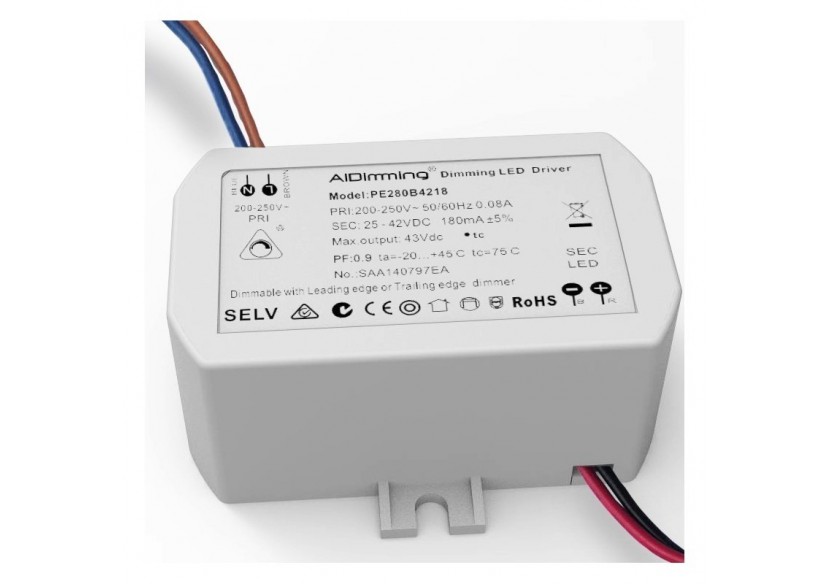 Driver LED dimmable TRIAC 25-42V-DC 200ma 8W - PE280B4220 - Barcelona LED Driver LED dimmable TRIAC 25-42V-DC 200ma 8W - PE280B4220 - Barcelona LED