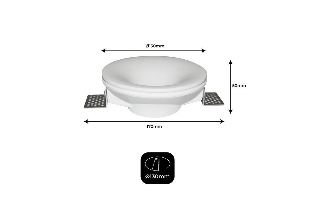 Support encastrable spot GU10 en plâtre diamètre 133mm - B251 - Barcelona LED