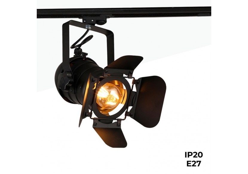 Projecteur sur rail monophasé orientable "Cinema" - E27 - LV233-MON - Barcelona LED Projecteur sur rail monophasé orientable "Cinema" - E27 - LV233-MON - Barcelona LED